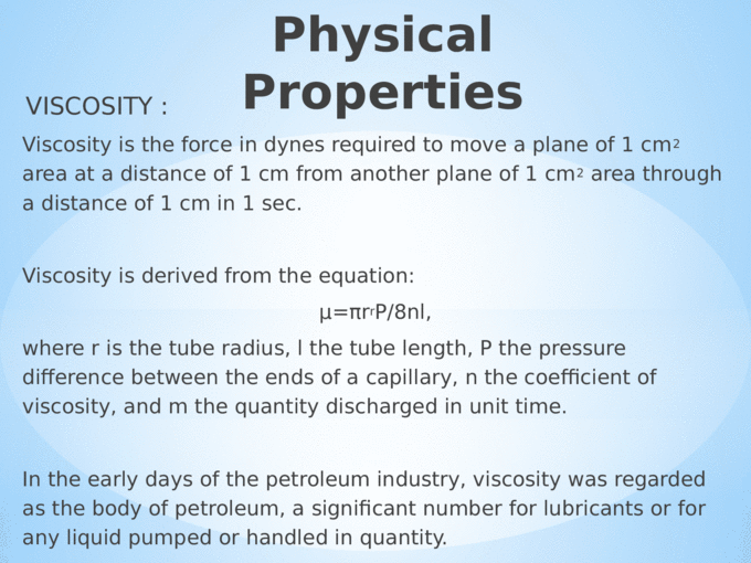 physical properties of crude oil